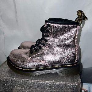Dr Martens Pink Shiny Lace and Zip 12 girls kids like new